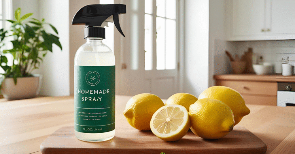 Une bouteille de produits ménager naturelle au huile essentiel